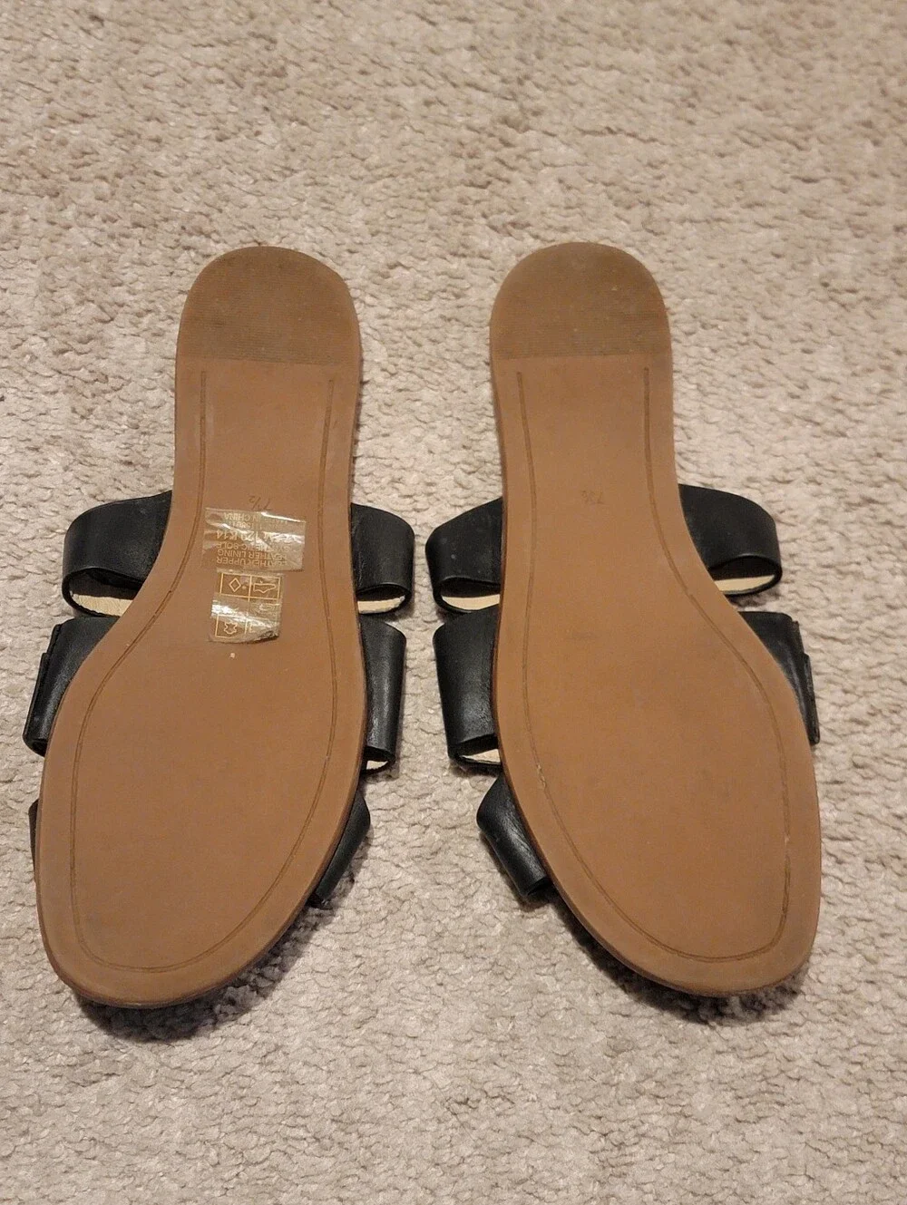 Tory Burch Anchor T-Strap Slide Sandals Black Size 7.5